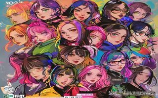 小湿妹粉丝二创合集封面，展示多位创作者围绕小湿妹IP进行的艺术再创作，风格多元、色彩活泼