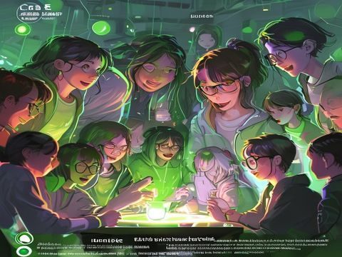 小湿妹粉丝社区互动场景图，多位年轻用户在明亮的线上社区界面中积极讨论，屏幕上显示青柠绿主题的社区帖子，氛围活跃热烈